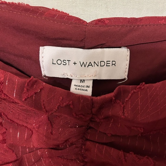 Lost + Wander, Celestial Glow Metallic Stripe Dress Maroon - Picture 6 of 8